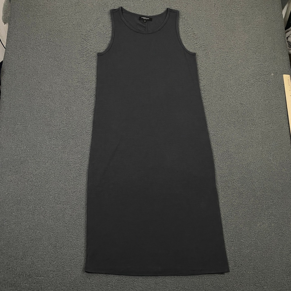 Unbound Merino Wool Tank Dress Women Small Charcoal Grey Sleeveless Midi Shift
